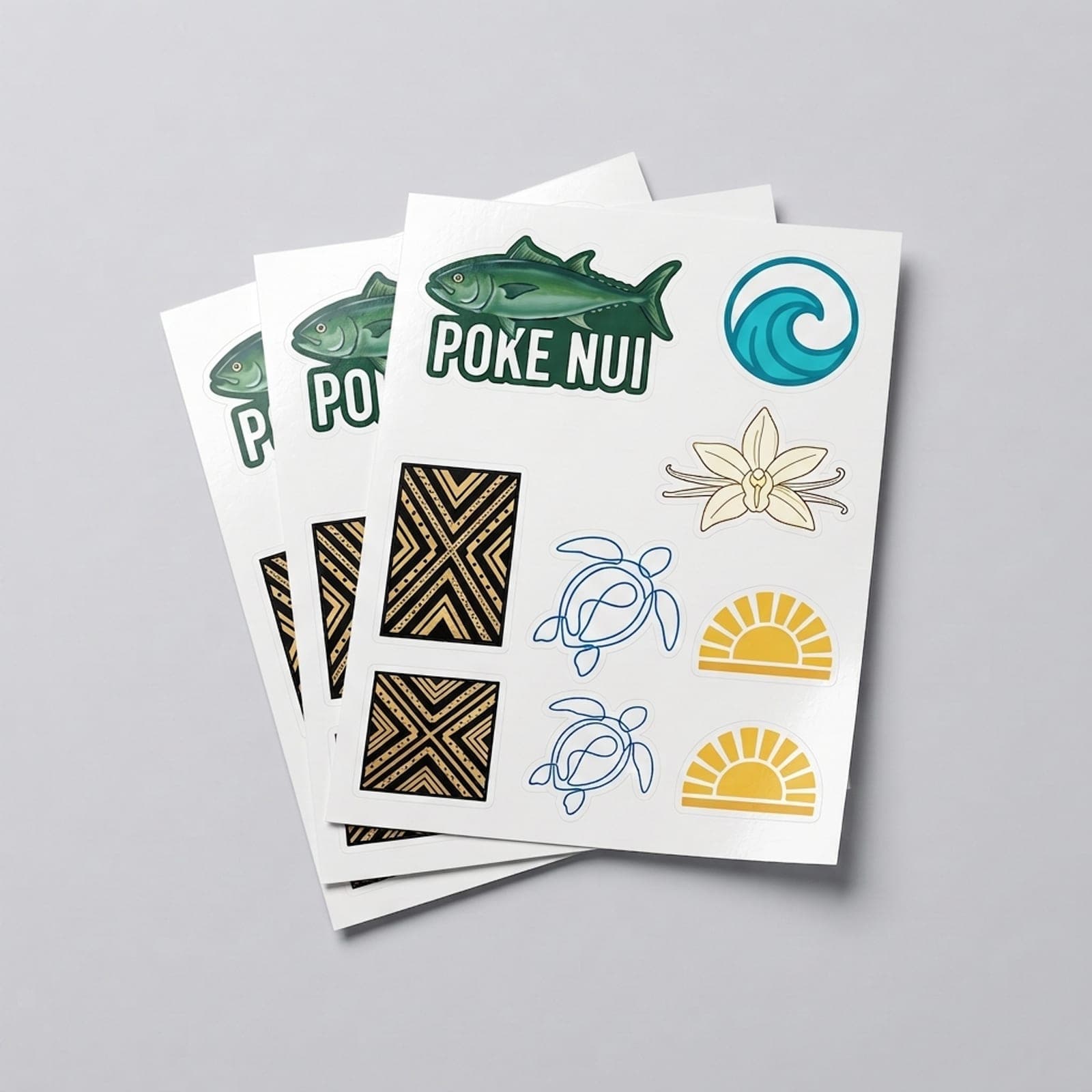 Planche de stickers, vue de trois quarts
